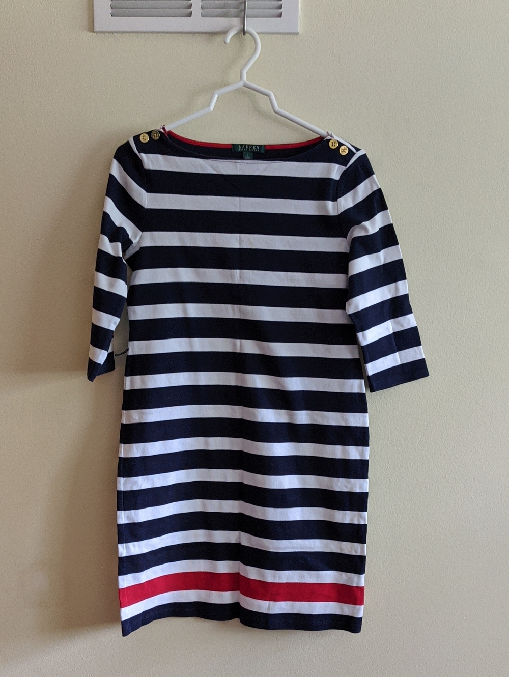 Ralph Lauren Navy, White & Red Striped Top Size L